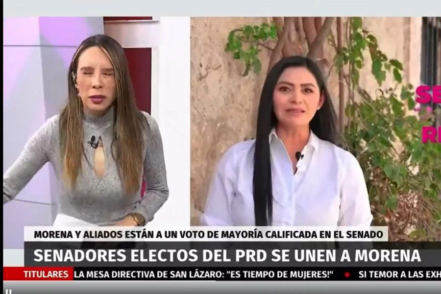 Momento en Selene Flores, conductora de noticias de Milenio TV, sufrió un desvanecimiento. | Screenshot