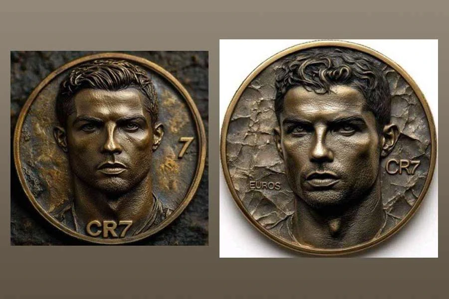 La supuesta moneda de Cristiano Ronaldo que circula en redes sociales. | @Teradeportes