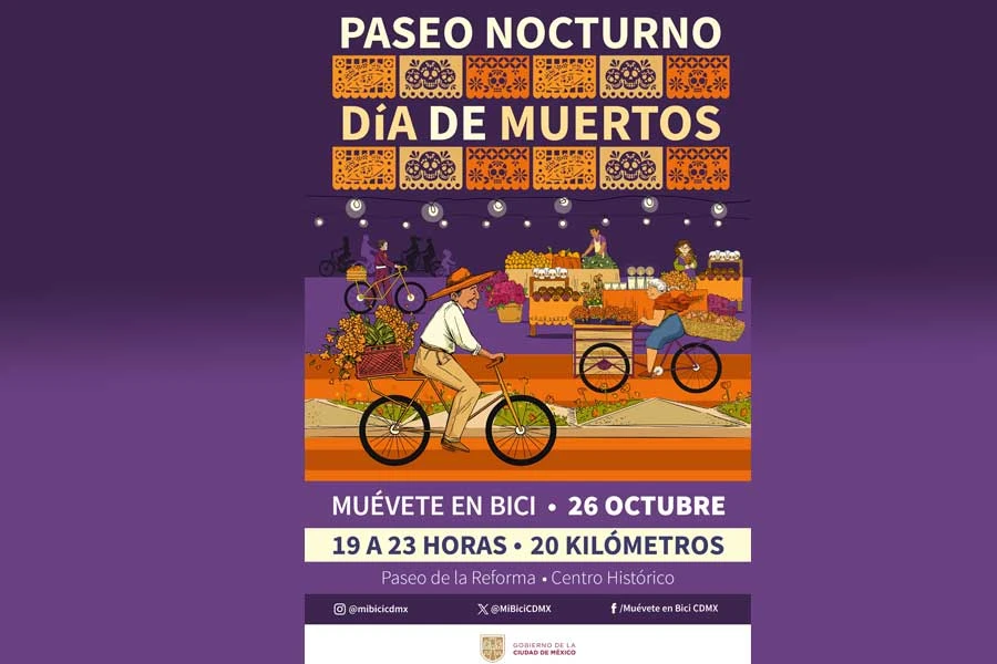 Paseo Nocturno por el Día de Muertos. | @MIBiciCDMX