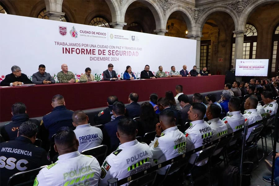 La Jefa de Gobierno de la CDMX, Clara Brugada, en su informe de seguridad. | Gobierno de la CDMX