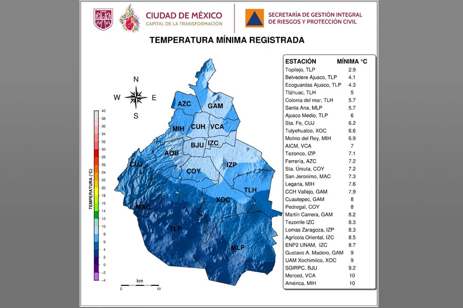 La Ciudad de México sufrirá bajas temperaturas. | @SGIRPC_CDMX