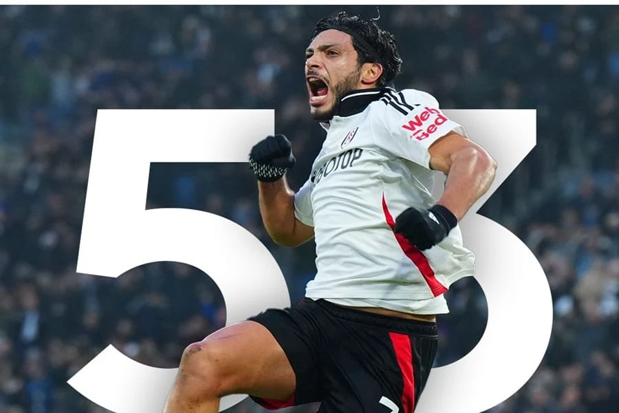 Raúl Jiménez llega a 53 goles en Premier League; iguala a Chicharito. | @FulhamFC